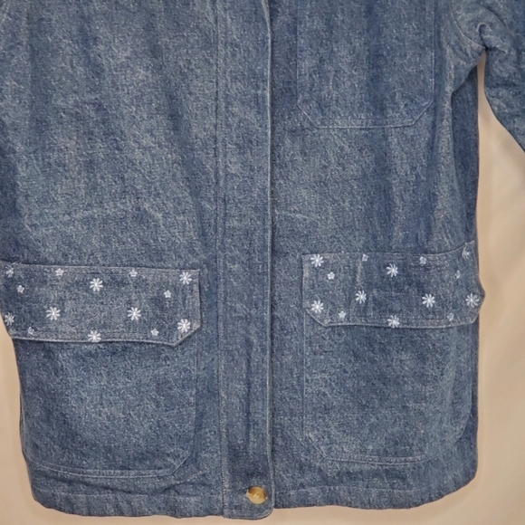 Northern Reflections Lined Denim Jacket Size L Vintage Cotton Embroidered Plaid - Picture 5 of 10